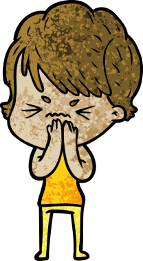 Bir insan tarafından çizilmiş, hayal kırıklığına uğramış bir kadın.