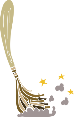 Bir insan tarafından çizilmiş sihirli süpürge sopaları.