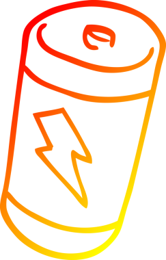 Bir insan tarafından çizilmiş karikatür bataryasının sıcak gradyan çizimi