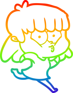 gökkuşağı gradyan çizimi bir insan tarafından çizilmiş bir çizgi film ıslık kızı