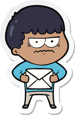 Bir insan tarafından çizilmiş bir karikatür çıkartması.