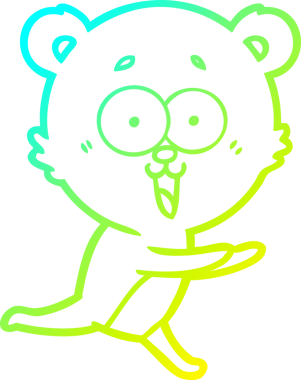 Bir insan tarafından çizilmiş gülen oyuncak ayı çizgi filmi.