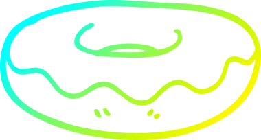 Bir insan tarafından çizilmiş buzlu donutun soğuk çizgi çizimi.