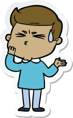 Bir insan tarafından çizilmiş terleyen bir karikatür adamın çıkartması.