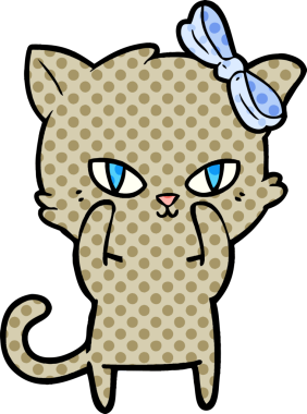 Bir insan tarafından çizilmiş sevimli çizgi film kedisi.