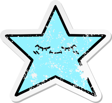 Bir insan tarafından çizilmiş sevimli bir yıldız balığının sıkıntılı çıkartması.