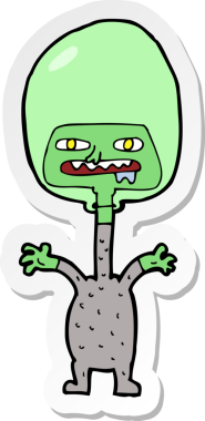 Bir insan tarafından çizilmiş uzay uzaylısının çıkartması.