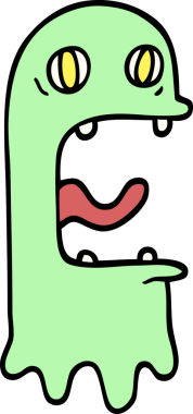 Bir insan tarafından çizilmiş el çizimi karikatür gibi ürkütücü bir hayalet.