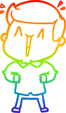 Gökkuşağı gradyanı çizimi bir insan tarafından çizilmiş heyecanlı bir çizgi film