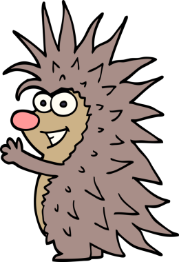 Bir insan tarafından çizilmiş çivili kirpi.