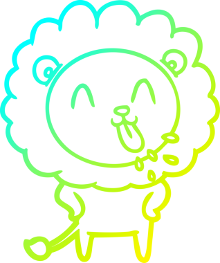 Bir insan tarafından çizilmiş mutlu çizgi film aslanı çizimi.