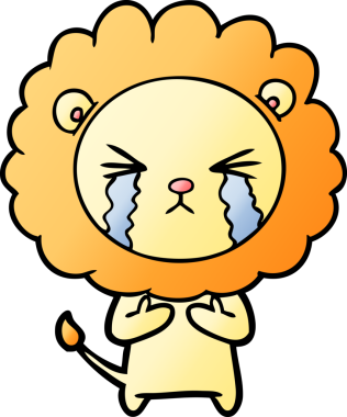 Bir insan tarafından çizilmiş ağlayan bir aslan.