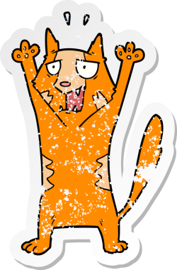 Bir insan tarafından çizilmiş panikleyen bir kedinin sıkıntılı çıkartması.