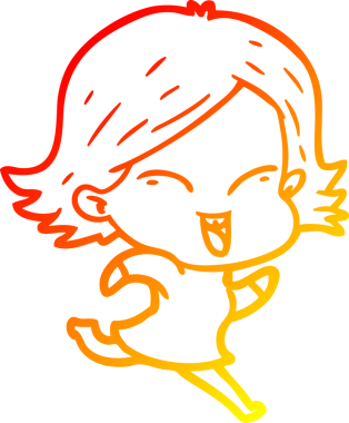 Bir insan tarafından çizilmiş mutlu bir çizgi film kızı çizimi