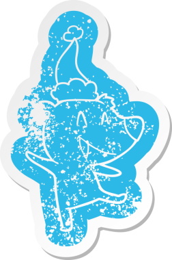 Gülen ayı çizgi filmi, bir insan tarafından çizilmiş Noel Baba şapkasının çıkartması.