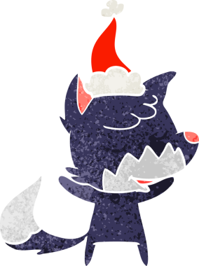 Bir insan tarafından çizilmiş Noel Baba şapkası takan bir tilkinin eski bir çizgi filmi.