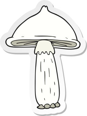 Bir insan tarafından çizilmiş karikatür mantarı çıkartması.