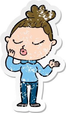 Bir insan tarafından çizilmiş sakin bir karikatür çıkartması.