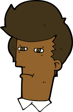 Bir insan tarafından çizilmiş gözleri kısarak bakan çizgi film adamı.