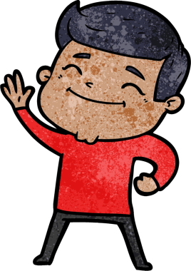 Bir insan tarafından çizilmiş mutlu çizgi film adamı.