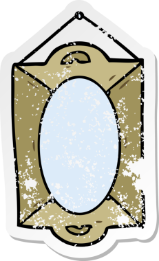 Bir insan tarafından çizilmiş karikatür aynasının sıkıntılı çıkartması