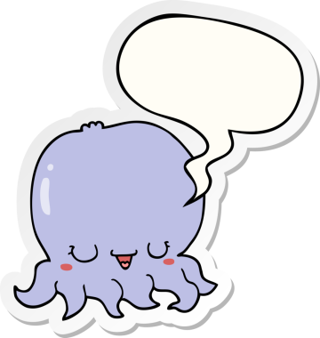 bir insan tarafından çizilmiş konuşma balonu çıkartmalı denizanası çizgi filmi.