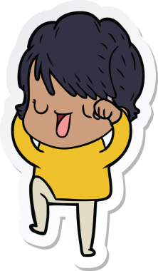 Bir insan tarafından çizilmiş bir karikatür kadının çıkartması.