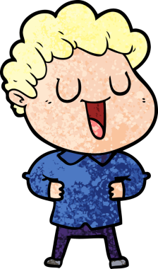 Bir insan tarafından çizilmiş gülen karikatür adam.