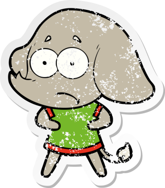 Bir insan tarafından çizilmiş belirsiz bir filin sıkıntılı çıkartması.