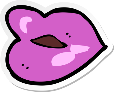 Bir insan tarafından çizilmiş dudak karikatürü çıkartması.