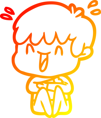 Bir insan tarafından çizilmiş gülen bir çizgi film karakteri çizimi