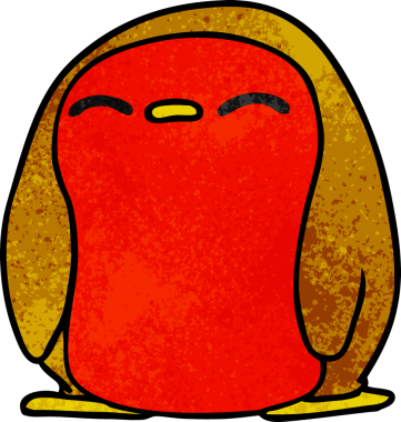 El yazısıyla çizilmiş şirin kawaii kırmızı robin bir insan tarafından çizilmiş.