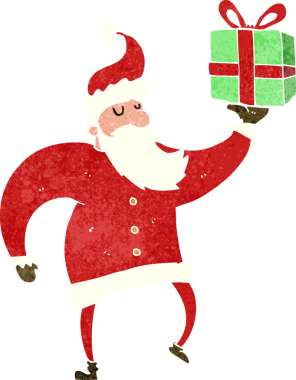 Bir insan tarafından çizilmiş Noel Baba çizgi filmi.