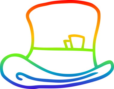 gökkuşağı gradyan çizgi çizimi bir insan tarafından çizilmiş silindir şapka