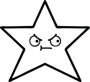 Bir insan tarafından çizilmiş yıldız balığının çizgi çizimi