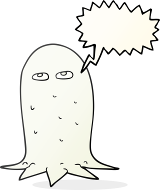 Bir insan tarafından çizilmiş serbest konuşma balonu cadılar bayramı hayaleti.