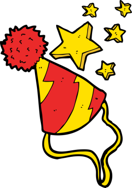 Bir insan tarafından çizilmiş karikatür parti şapkası.