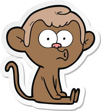 Bir insan tarafından çizilmiş korna çalan bir maymunun çıkartması.