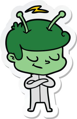 Bir insan tarafından çizilmiş dost canlısı bir uzay adamının çıkartması.