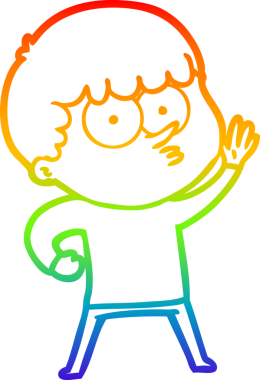 Gökkuşağı gradyanı çizimi Bir insan tarafından çizilmiş meraklı bir çocuk