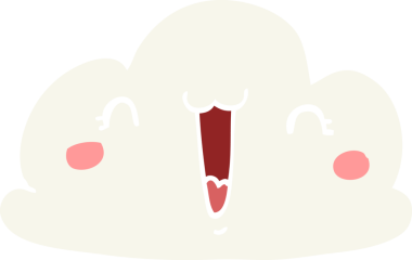 Bir insan tarafından çizilmiş düz renkli çizgi film bulutu