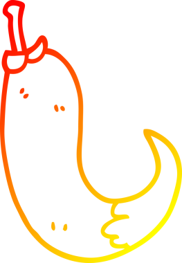 Bir insan tarafından çizilmiş kırmızı acı biber çizgi filminin sıcak gradyan çizimi