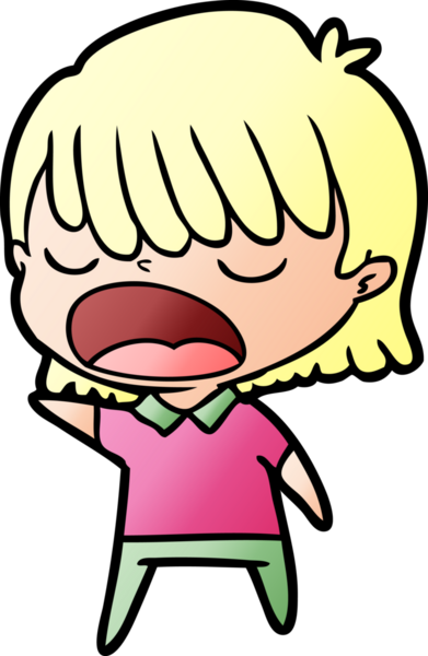 Çizgi filmdeki kadın bir insan tarafından yüksek sesle çizilmiş.