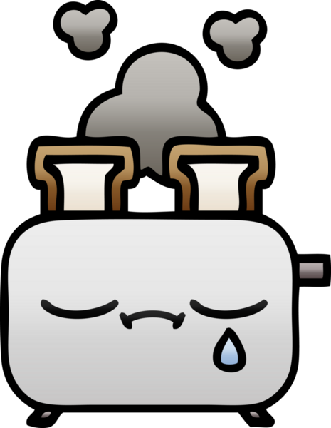 Bir insan tarafından çizilmiş tost makinesinin gölgelenmiş karikatürü.