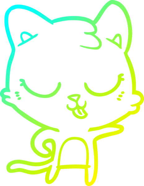 Bir insan tarafından çizilen çizgi film kedisinin soğuk gradyan çizgisi.