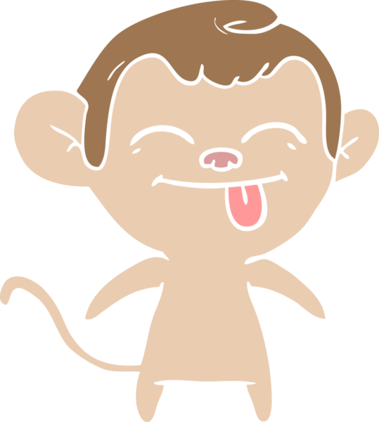 Bir insan tarafından çizilmiş komik düz renkli çizgi film maymunu