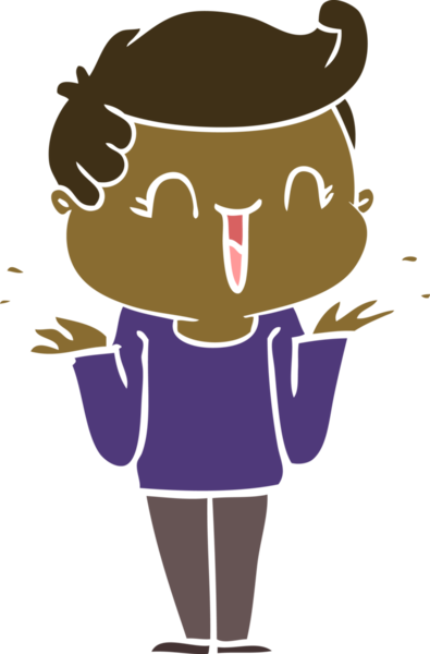 Bir insan tarafından çizilmiş düz renkli çizgi film karakteri.