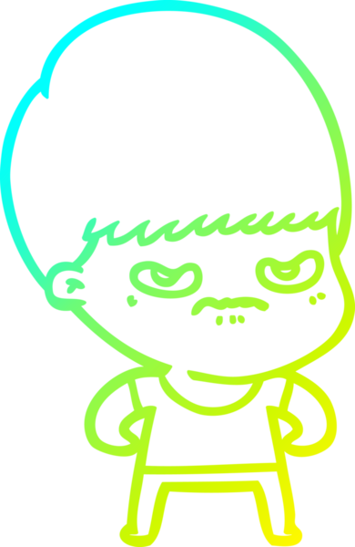 Bir insan tarafından çizilmiş soğuk gradyan çizgi film karakteri.