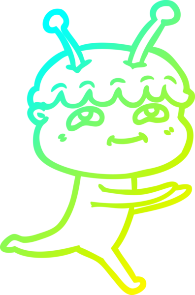 Bir insan tarafından çizilen, dost canlısı bir uzay adamının soğuk çizgi çizimi.