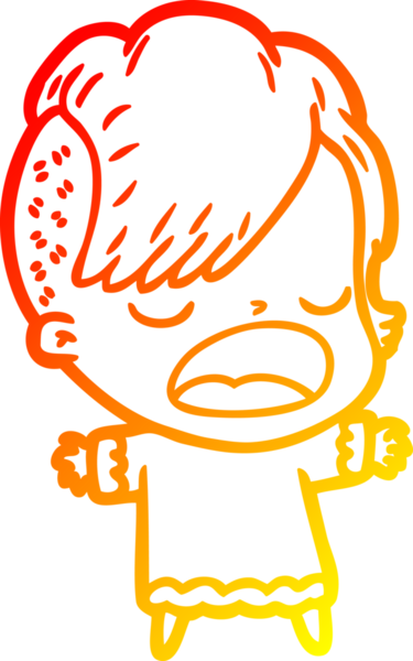 Bir insan tarafından çizilmiş havalı bir hippi kızın sıcak çizgi çizimi.